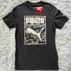 NWT Small Mens Gray Puma Graphic Logo Short Sleeve Tee